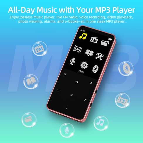 مشغل Mp3 بلوتوث مع مكبر صوت، مشغل موسيقى هاي فاي مع بلوتوث، راديو FM، مسجل، كتاب إلكتروني، يدعم حتى 128 جيجابايت - مشغل MP3 الرقمي المحمول للرياضة، الدراسة، السفر، أسود 64 جيجابايت in Saudi Arabia