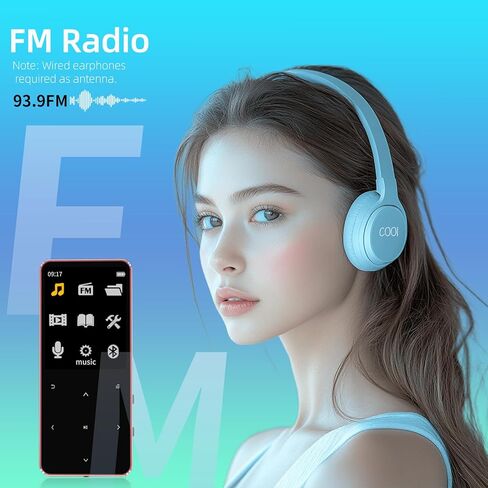 مشغل Mp3 بلوتوث مع مكبر صوت، مشغل موسيقى هاي فاي مع بلوتوث، راديو FM، مسجل، كتاب إلكتروني، يدعم حتى 128 جيجابايت - مشغل MP3 الرقمي المحمول للرياضة، الدراسة، السفر، أسود 64 جيجابايت in Saudi Arabia