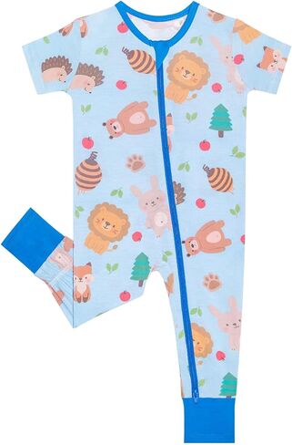 GUISBY Baby رومبير بدون قدم، بيجامة قصيرة الأكمام بسحاب للأطفال الأولاد والبنات حديثي الولادة - 2T in Kuwait