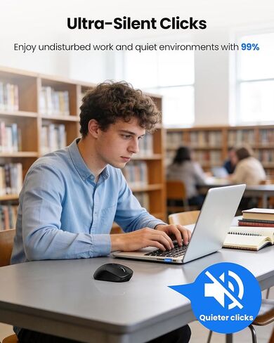 TECKNET ماوس لاسلكي بلوتوث 5.0/3.0 و2.4 جيجا قابل لإعادة الشحن، نقرات صامتة، قابل للتعديل 4800 نقطة في البوصة، 6 أزرار، تصميم مريح، ماوس بلوتوث للكمبيوتر المحمول والكمبيوتر والآيباد in Kuwait