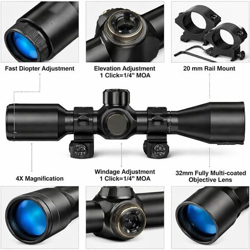 GOTICAL Combo of Compact 4x32 Scope, 6-9 Inches Adjustable Spring Return with Adapter & Mount in Saudi Arabia