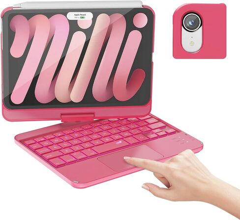 حافظة لجهاز iPad mini 7 (A17 Pro، 2024) وMini 6 (2021) مع لوحة مفاتيح، لوحة مفاتيح بإضاءة خلفية 7 ألوان مع لوحة تتبع، النوم/الاستيقاظ التلقائي، حافظة قابلة للدوران 360 درجة لجهاز iPad mini 7th Gen 8.3 بوصة، أسود in Kuwait