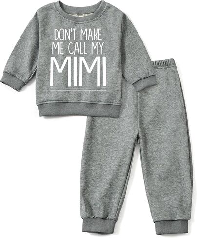 Toddler Baby DON'T MAKE ME CALL MY MIMI Long Sleeve Sweatshirt Top Jogger Pants Clothes Set in Kuwait