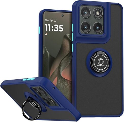 QUIETIP Case Compatible with Motorola Edge 5G 2024,TPU + Hard PC Shockproof Magnetic Ring Car Mount Stand Cover,Red in Saudi Arabia