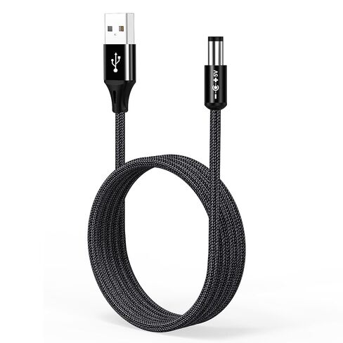 سلك طاقة AGVEE 3.3 قدم USB إلى تيار مستمر 5 فولت 5521 (5.5 × 2.1 مم) | نايلون مضفر وغطاء من الألومنيوم | 6 قطعة نصائح محول تيار مستمر | شحن سريع ومتين لكاميرات CCTV وأجهزة التوجيه وشرائط LED باللون الأسود in Kuwait
