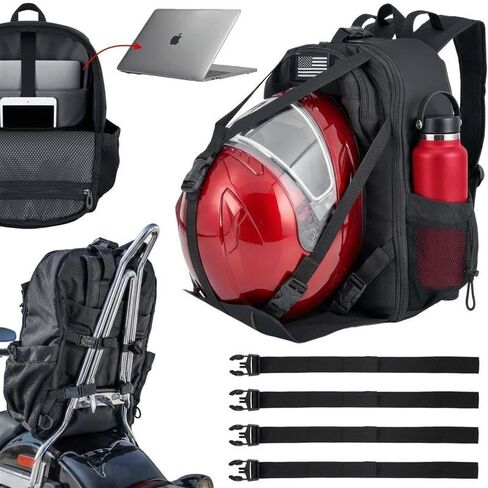 حقيبة ظهر Nomad للدراجات النارية تناسب الخوذة، حقيبة ظهر الدراجة Sissy Bar خفيفة الوزن، حقيبة ظهر تكتيكية عسكرية للرجال/النساء، حقيبة كمبيوتر محمول، حقيبة هجوم مقاومة للماء للسفر، التخييم، المشي لمسافات طويلة in Kuwait