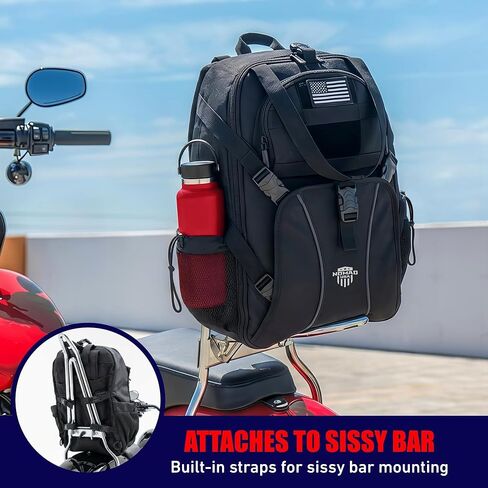 حقيبة ظهر Nomad للدراجات النارية تناسب الخوذة، حقيبة ظهر الدراجة Sissy Bar خفيفة الوزن، حقيبة ظهر تكتيكية عسكرية للرجال/النساء، حقيبة كمبيوتر محمول، حقيبة هجوم مقاومة للماء للسفر، التخييم، المشي لمسافات طويلة in Kuwait