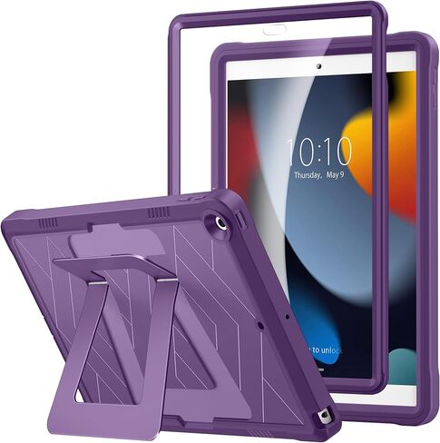 حافظة DTTO متينة لجهاز iPad 9th / 8th / 7th Generation 10.2 بوصة 2021/2020/2019، مسند قابل للتعديل، واقي شاشة مدمج، غطاء واقي مقاوم للصدمات لجهاز iPad 10.2، أسود in Kuwait