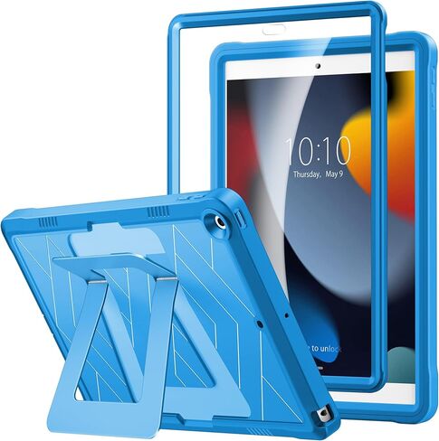 حافظة DTTO متينة لجهاز iPad 9th / 8th / 7th Generation 10.2 بوصة 2021/2020/2019، مسند قابل للتعديل، واقي شاشة مدمج، غطاء واقي مقاوم للصدمات لجهاز iPad 10.2، أسود in Kuwait