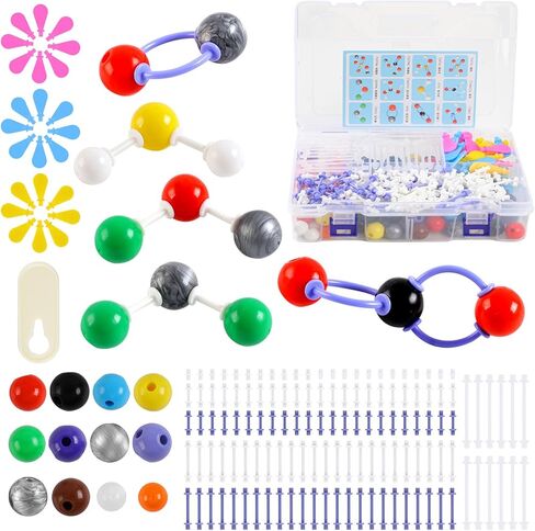 207PCS CHELISTY MODERY MODEL MODEL ، 79 ذرات 18 مدارات سحابة إلكترونية 110 روابط ، جزيء الكيمياء العضوية المحددة للمدارس المتوسطة والثانوية والكلية التعليمية ، هيكل التعلم وردود الفعل in Kuwait