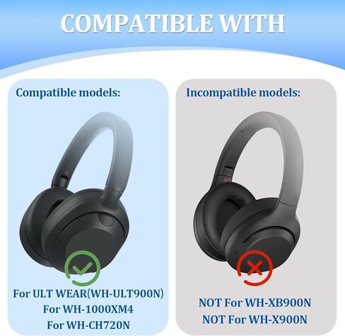 Silicone Case Cover for Sony ULT WEAR WH-ULT900N, Soft Silicone Earcaps & Headband Protector, Anti-Scratch Headphones Accessories (Black) in Saudi Arabia