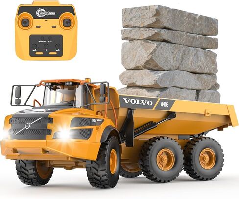 Double E Volvo 1:20 Charge 23in A40G RC DUMP TRUCK ، 12CH نموذج النقل المفصل ، وربط سبيكة واحدة-لربط مركبات البناء RC مع دلو صوتية صوتية ، 6 عجلات. in Kuwait