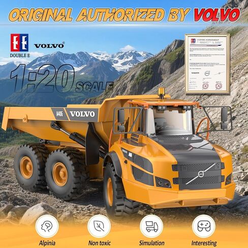 Double E Volvo 1:20 Charge 23in A40G RC DUMP TRUCK ، 12CH نموذج النقل المفصل ، وربط سبيكة واحدة-لربط مركبات البناء RC مع دلو صوتية صوتية ، 6 عجلات. in Kuwait