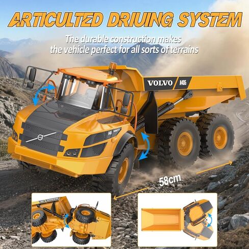 Double E Volvo 1:20 Charge 23in A40G RC DUMP TRUCK ، 12CH نموذج النقل المفصل ، وربط سبيكة واحدة-لربط مركبات البناء RC مع دلو صوتية صوتية ، 6 عجلات. in Kuwait