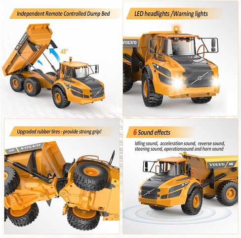 Double E Volvo 1:20 Charge 23in A40G RC DUMP TRUCK ، 12CH نموذج النقل المفصل ، وربط سبيكة واحدة-لربط مركبات البناء RC مع دلو صوتية صوتية ، 6 عجلات. in Kuwait