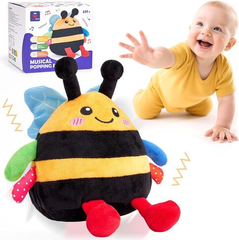 hahaland Baby Crawling Plush Toy for 6 12 18 Months – Musical Dancing Bouncing Toys, Voice Repeat Interactive Tummy Time Toy for Boys & Girls, Birthday Gift for Infants in Saudi Arabia