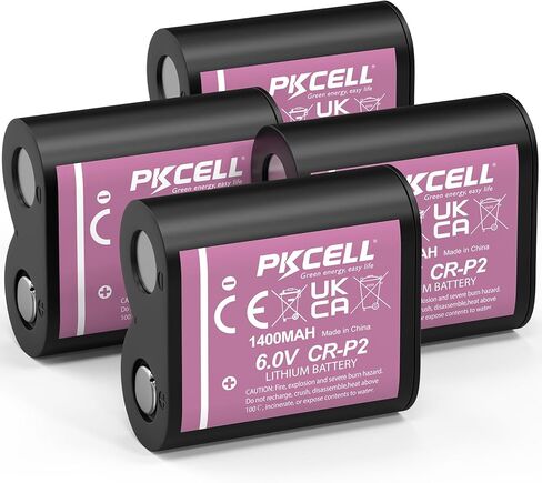 PKCELL 6V CR-P2 Battery 4-Pack, 6V 1400mAh Lithium Photo Battery Replaces 223A, DL223A, EL223AP and 2CR-P2 Batteries for Flashlights, Security Systems, Smart Devices in Saudi Arabia
