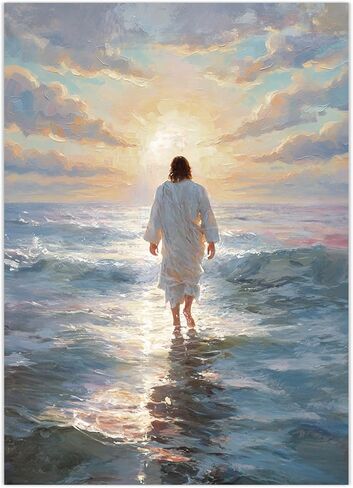 Jesus Diamond Art Kits for Adults - Full Drill Diamond Painting Christian Religious Design, Blue Ocean Jesus Saves Drowning Gem Art Canvas Set Christ Holiday Gifts in Saudi Arabia