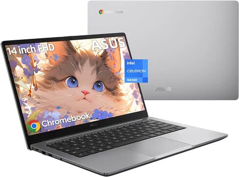كمبيوتر محمول ASUS خفيف الوزن مقاس 14 بوصة، شاشة FHD، Intel رباعي النواة N4500 حتى 2.8 جيجا هرتز، ذاكرة الوصول العشوائي 4 جيجا، 128 جيجا eMMC، شاشة مضادة للتوهج، واي فاي، ويندوز 11 هوم في وضع S، ستار بلاك in Kuwait