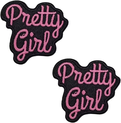 2 PCS Words Patch: Pretty Girl ، Iron On/Sele On Patch for Clothing ، Jackets Jeans Backpacks Hats Arts Craft Making Making in Kuwait