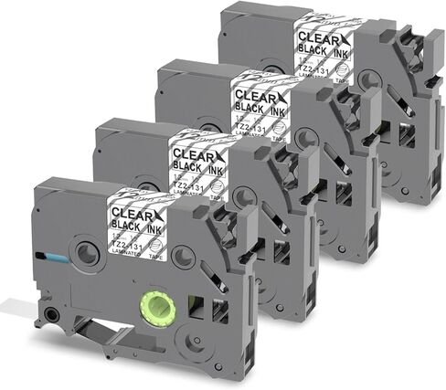 TZe-131 12mm 0.47 Laminated Clear Replacement for Brother P-Touch Label Tape TZe-131 Compatible with Brother Label Maker Tape Black on Clear Work for Ptouch PT-H110 PT-D210 Refills, 4-Pack in Saudi Arabia