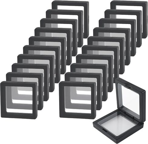 20 PCS أسود ثلاثي الأبعاد حالة العرض العائمة 4.3 × 4.3 × 0.8 بوصة ، شاشة التحدي عملة معدنية ، صندوق تخزين مجوهرات PE شفاف ، حامل عرض عائم على العملات العتيقة ، الميدالية ، الطوابع in Kuwait