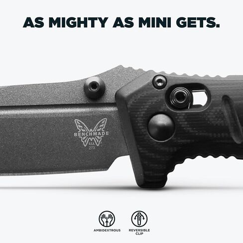 Benchmade - سكين آداماس التكتيكي الصغير، حافة عادية، شفرة ذات نقطة إسقاط مع مقبض من ألياف الكربون الرخامي الأسود (273-03) in Saudi Arabia