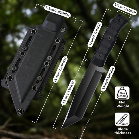 SK2 EDC Fixed Blade Knife with Sheath,4Cr13MOV Steel Tanto Blade Nylon Fiberglass Handle Tactical Knife Full Tang Survival Knives for Outdoor Camping Hunting Fishing Hiking in Saudi Arabia