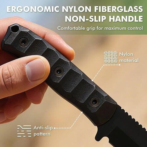 SK2 EDC Fixed Blade Knife with Sheath,4Cr13MOV Steel Tanto Blade Nylon Fiberglass Handle Tactical Knife Full Tang Survival Knives for Outdoor Camping Hunting Fishing Hiking in Saudi Arabia