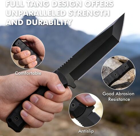 SK2 EDC Fixed Blade Knife with Sheath,4Cr13MOV Steel Tanto Blade Nylon Fiberglass Handle Tactical Knife Full Tang Survival Knives for Outdoor Camping Hunting Fishing Hiking in Saudi Arabia