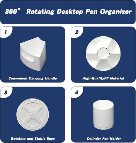 360° Rotating Pen Organizer for Desk, Desk Organizers with Hand Grips, Pen Holder with 7 Removable Compartments for Home Office Supplies, Art Supplies and Makeup Storage(Clear) in Saudi Arabia
