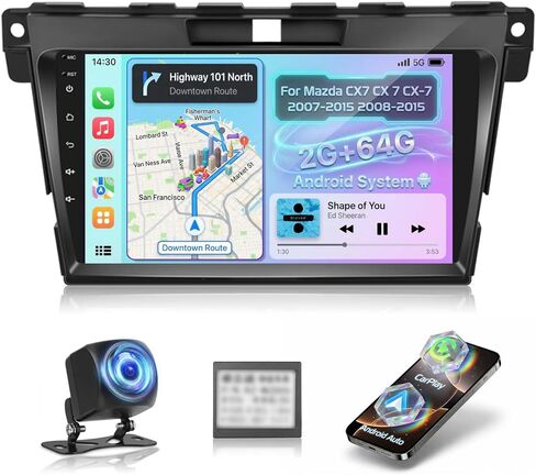 [2+64G] Android 13 Stereo for Mazda CX7 CX 7 CX-7 2007-2015 - Wireless Apple CarPlay and Android Auto - 9 inch HD Touchscreen EQ Audio - WiFi,GPS, Mirror Link, SWC + AHD Backup Camera + Canbus in Saudi Arabia