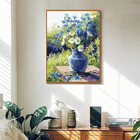 LSPBN 12 مجموعات الطلاء بواسطة أرقام أرقام للبالغين والأطفال مع اللوحة الاكريليك DIY بأرقام مع 6 مواقف الإطارات - قماش 8 × 8 بوصة للمبتدئين ، الفصل ، نشاط الحفلات ، هدية عيد ميلاد in Kuwait