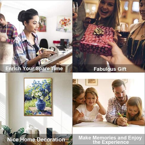 LSPBN 12 مجموعات الطلاء بواسطة أرقام أرقام للبالغين والأطفال مع اللوحة الاكريليك DIY بأرقام مع 6 مواقف الإطارات - قماش 8 × 8 بوصة للمبتدئين ، الفصل ، نشاط الحفلات ، هدية عيد ميلاد in Kuwait