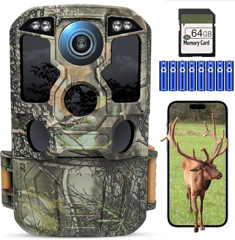 KJK Wi-Fi Trail Camera 8K 84MP: Fast 0.05s Trigger, Invisible LEDs, Wide 130° Angle, IP67 Weatherproof for Hunting & Wildlife in Saudi Arabia