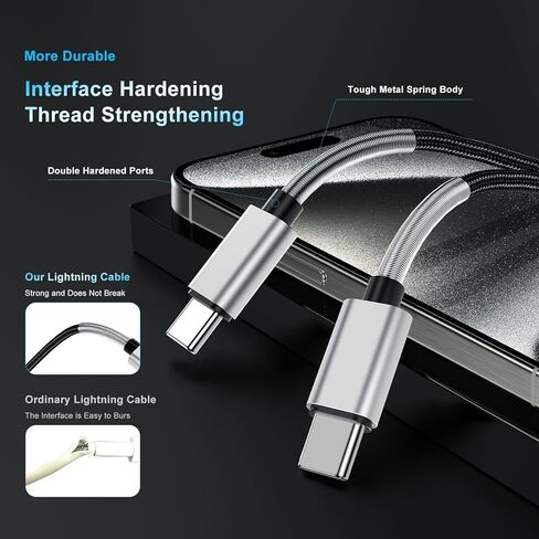 كتلة شاحن سريع للآيفون، قابس شاحن حائط مع سلك كابل USB C طويل إلى Lightning بطول 10 أقدام، صندوق مكعبات محول طاقة للشحن من النوع C لهاتف Apple iPhone 14/14 Pro Max/14 Pro/13/13 Pro/12/12 Mini/11 in Kuwait