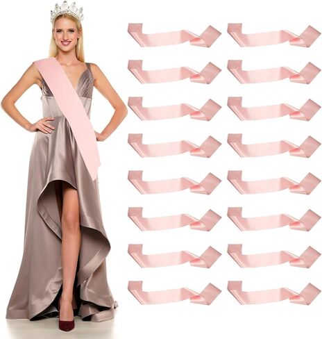 Satin Sash, Blank Sash, Pageant Ribbon - Fitting for (Beauty Pageant - Party - Wedding - Birthday - DIY Decorations) 16 Pack & Gold in Saudi Arabia