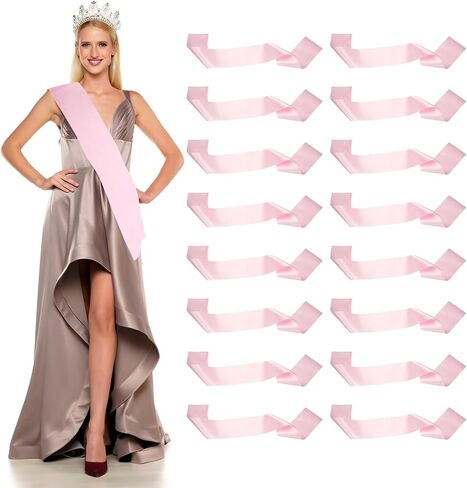 Satin Sash, Blank Sash, Pageant Ribbon - Fitting for (Beauty Pageant - Party - Wedding - Birthday - DIY Decorations) 16 Pack & Gold in Saudi Arabia
