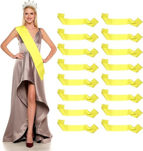 Satin Sash, Blank Sash, Pageant Ribbon - Fitting for (Beauty Pageant - Party - Wedding - Birthday - DIY Decorations) 16 Pack & Gold in Saudi Arabia