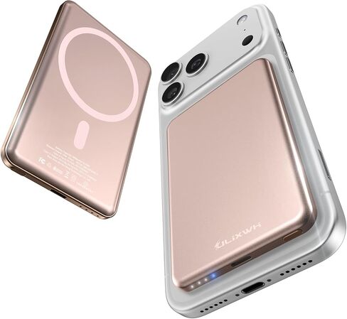 [0.3 بوصة فائق النحافة] [مصنوع من خليط معدني] ULiXWH لشاحن محمول Magsafe لهاتف iPhone، ترقية 2025 بنك طاقة مغناطيسي للشحن السريع بقدرة 5000 مللي أمبير في الساعة، حزمة بطارية لاسلكية لهاتف iPhone 17 Air 16 15 Pro Max 14، فضي in Kuwait