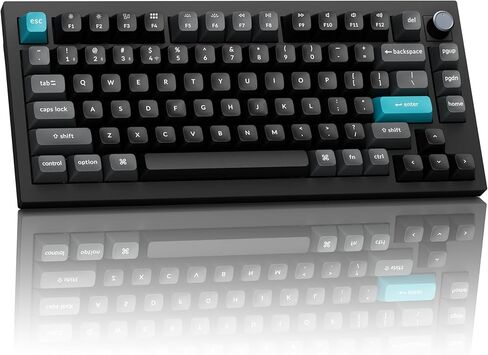 لوحة مفاتيح ميكانيكية لاسلكية Keychron Q1 Ultra 8K 75%، إضاءة خلفية RGB قابلة للتبديل من الألومنيوم، مفتاح بني، 82 مفتاح، 2.4 جيجا هرتز/بلوتوث/سلكي، أغطية مفاتيح PBT السعودية، لنظام التشغيل Mac Windows Linux - أسود in Kuwait