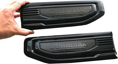 قطعتان من شارة محرك الديزل التوربيني بشعار فتحة جانبية متوافقة مع 2020-2025 Sierra 1500 Dura-max Turbo Diesel Badge Kit 86532091 جديد (أسود وأحمر) in Kuwait