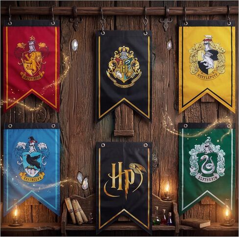 Harry Potter Party Decorations 6 Banners 20" x 12" Hogwarts Flags Birthday & Home Decoration in Saudi Arabia