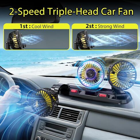 Rechargeable Car Fan for Backseat Kids, Rechargeable Car Backseat Fan for Kids Rear Facing Back Seat (Battery Operated) in Saudi Arabia