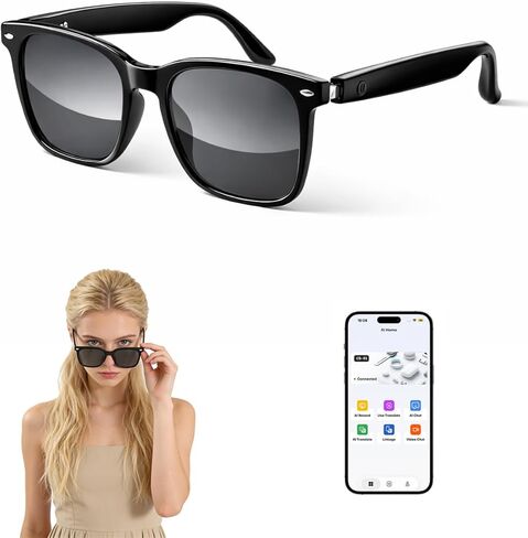 Smart Glasses for Men & Women, Bluetooth Glasses with Open-Ear Speaker Smart Audio Glasses UV400 Lenses AI Assistant Hands-Free Calls Music for Driving, Running, Cycling in Kuwait