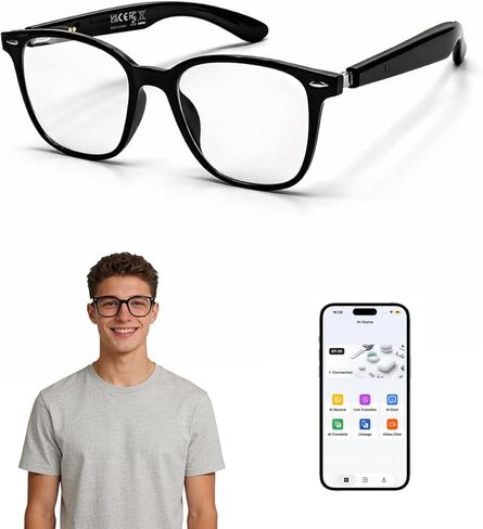 Smart Glasses for Men & Women, Bluetooth Glasses with Open-Ear Speaker Smart Audio Glasses UV400 Lenses AI Assistant Hands-Free Calls Music for Driving, Running, Cycling in Kuwait