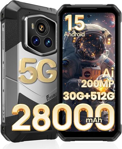 FOSSIBOT F106Pro Rugged Smartphone Unlocked,12000mAh Rugged Phone, 15GB+256GB, Android 14, 6.58" Display 48+16+20MP Night Vision Camera 110db Big Speaker 512LM Camp Light Cellphones, 4G Dual SIM/NFC in Kuwait