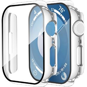 Smiling 2 Pack Compatible with Apple Watch SE 3 (2025)/ SE 2/ SE/Series 6/5/4 40mm with Tempered Glass Screen Protector, Hard PC Case- 1 SandPink + 1 White in Saudi Arabia