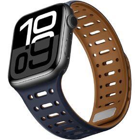 Sport Bands Compatible with Apple Watch Band 49mm 46mm 45mm 44mm 42mm Men Women, Magnetic Soft Silicone Breathable Replacement Strap for iWatch Ultra 2 SE Series 10 9 8 7 6 5 4 (Black/Gray) in Kuwait