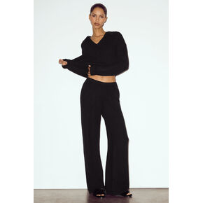 بنطلون ألو يوجا كشمير عالي الخصر بأرجل مستقيمة نورث ستار - أسود in Kuwait